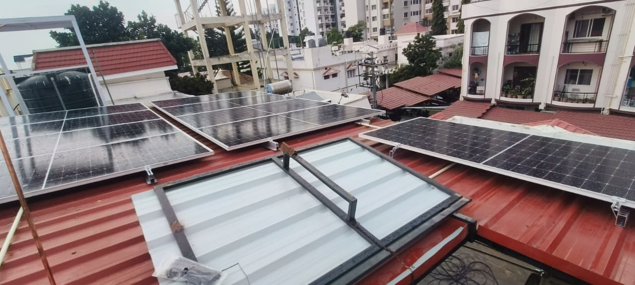 Recent rooftop solar panel installation
